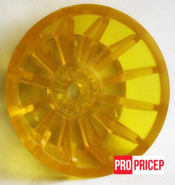 Торцева кришка носового ролика 4″, D=130, d=14, L=40, жовта, конус